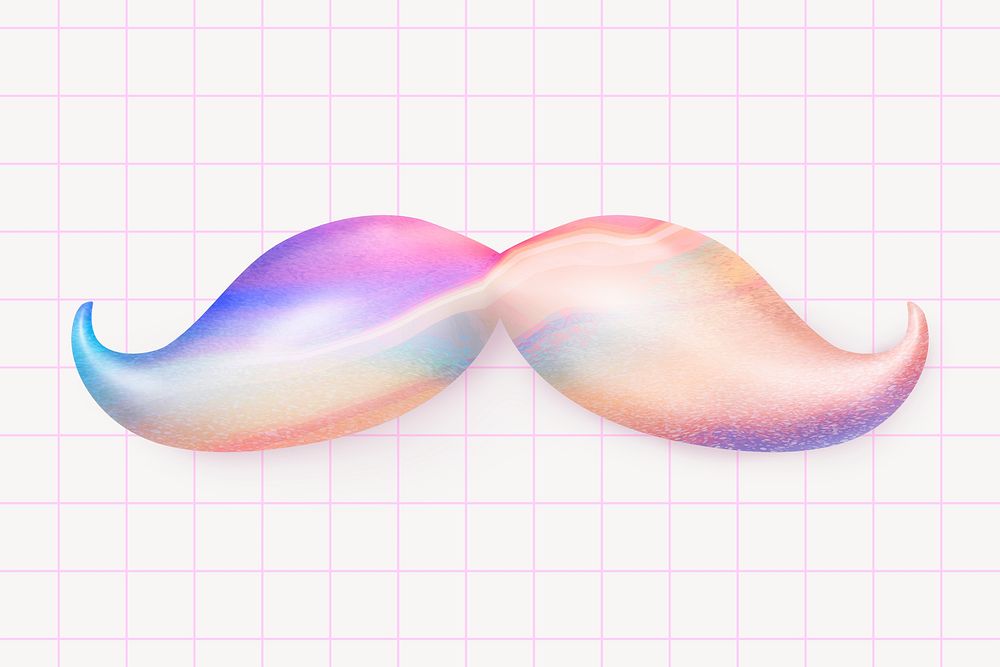 Colorful mustache, 3D rendering design