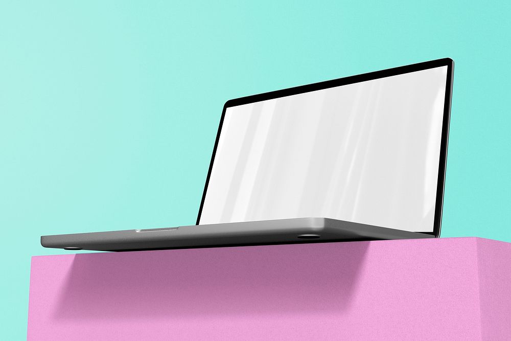 Laptop with colorful wall, digital device
