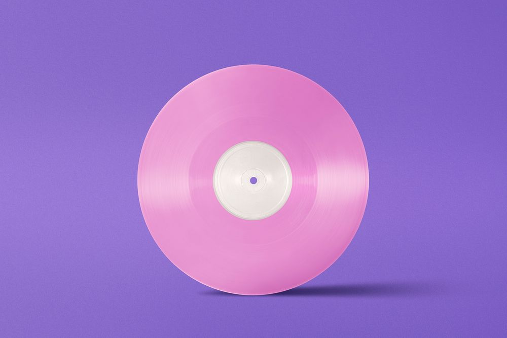 Pink vinyl record collage element psd