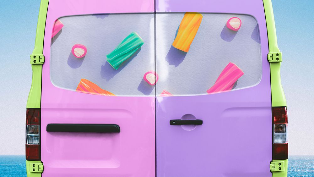 Colorful back doors of a truck, vehicle design