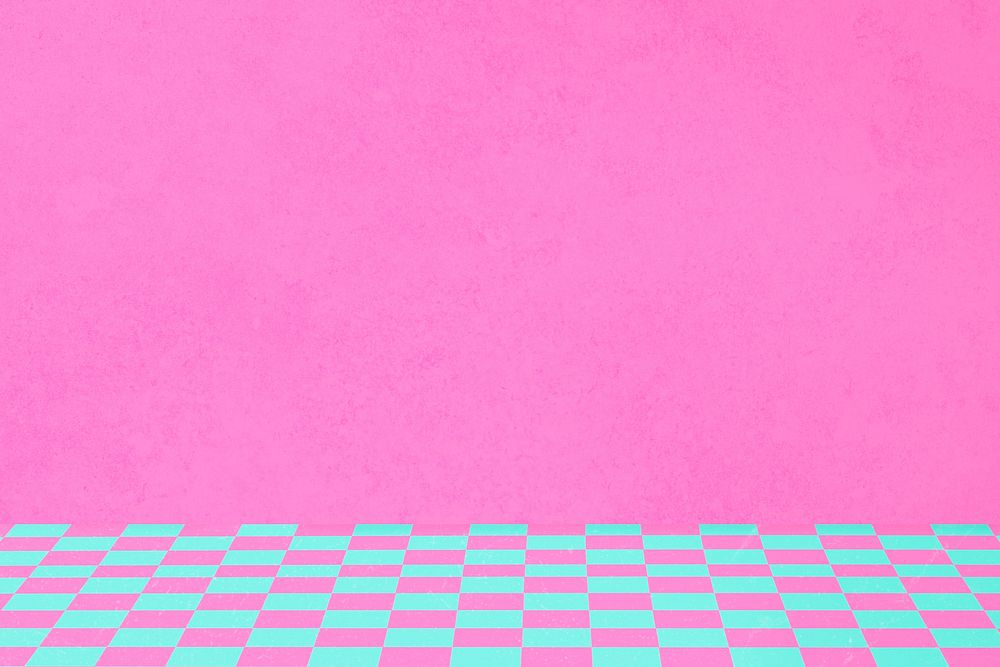 Pink funky background, checkered pattern design