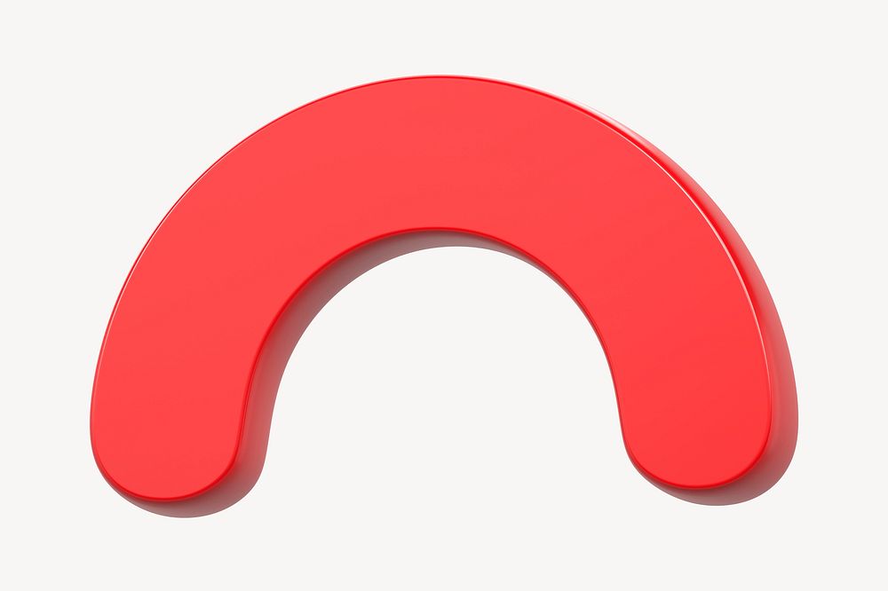 Red curved line collage element, 3D rendering psd