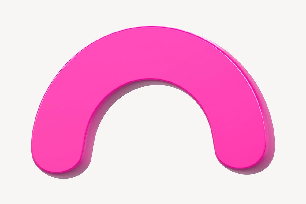 Pink curved line collage element, 3D rendering psd