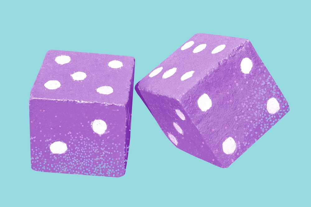 Purple dice cubes, board game design