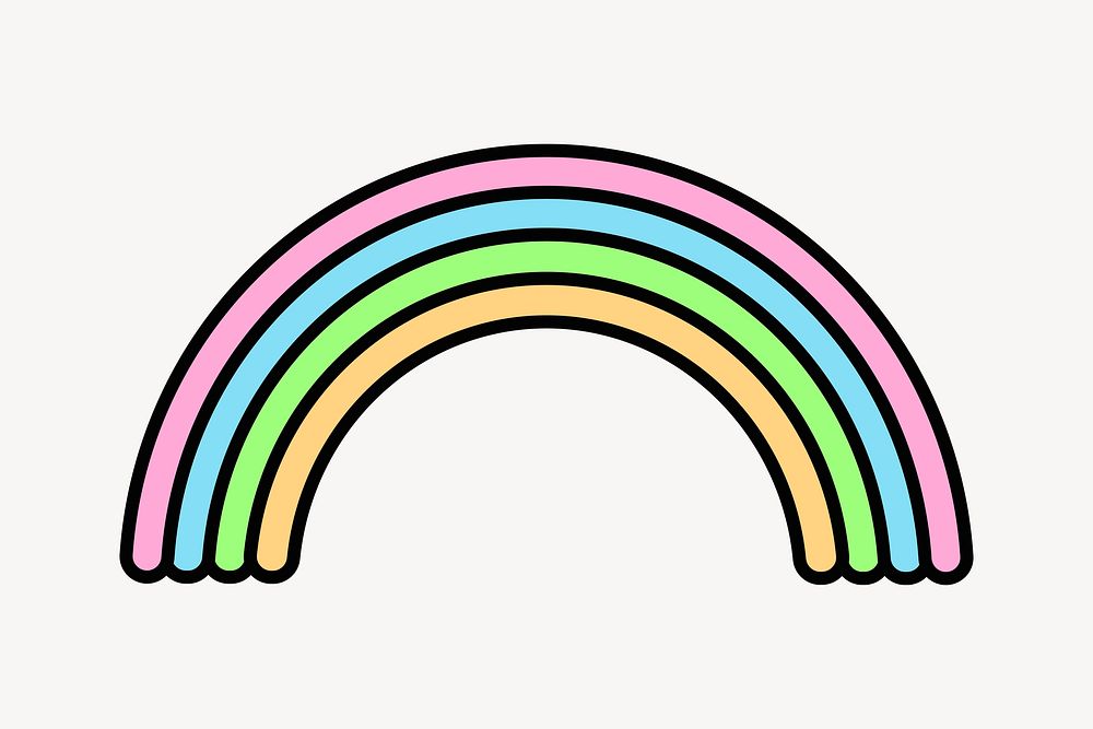 Rainbow icon collage element, cute design vector