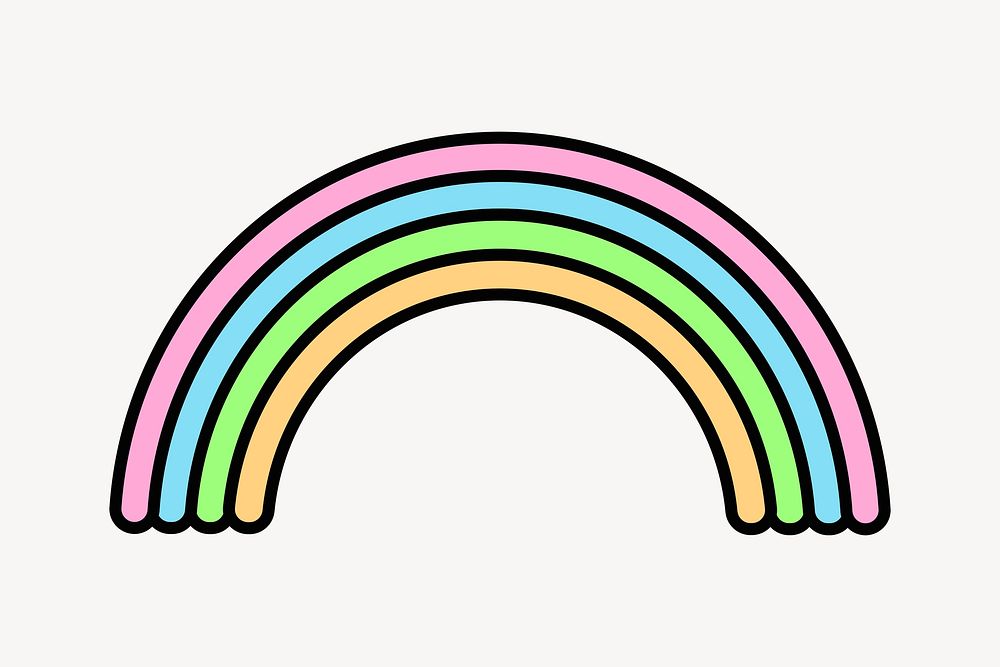 Rainbow icon collage element, cute design psd
