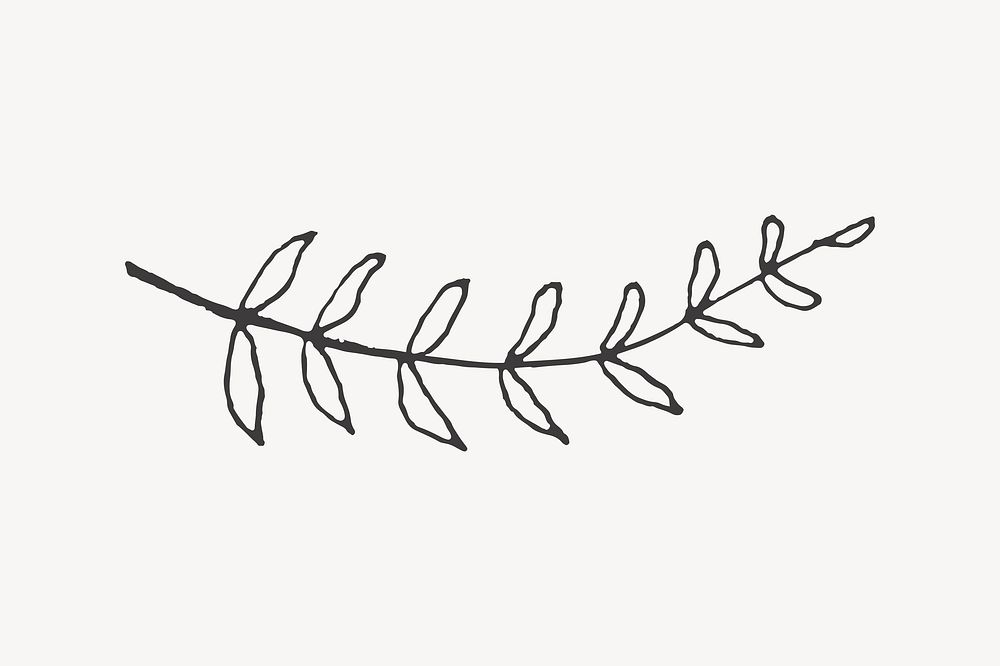 Leaf branch, line art illustration vector