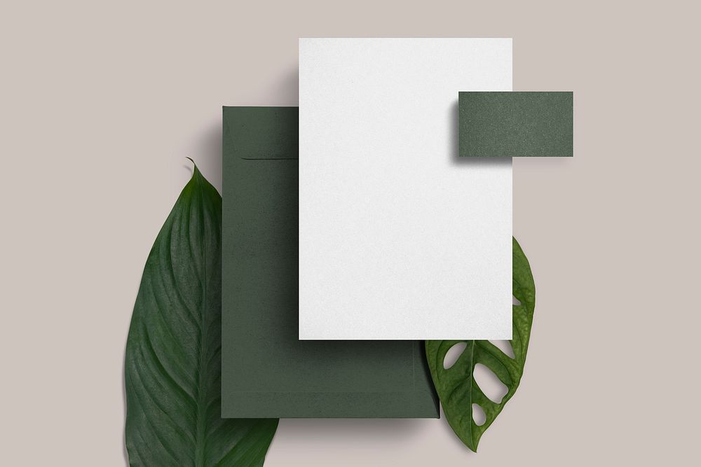 Green botanical business branding set