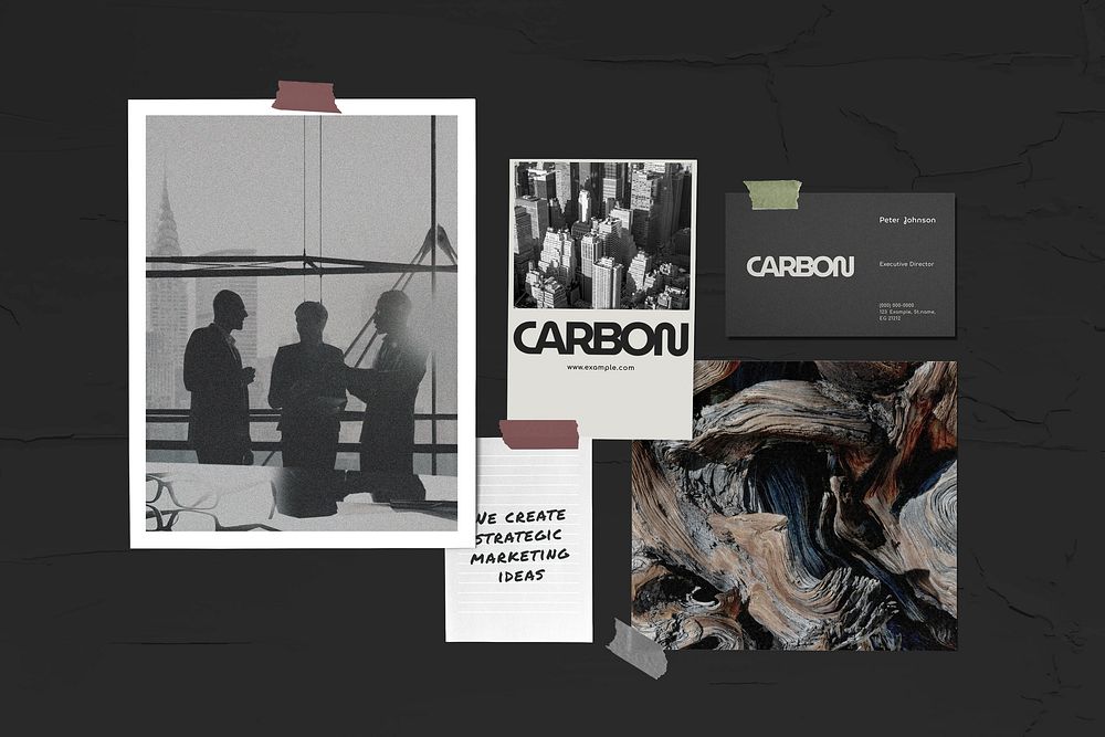 Carbon business mood board, business branding set