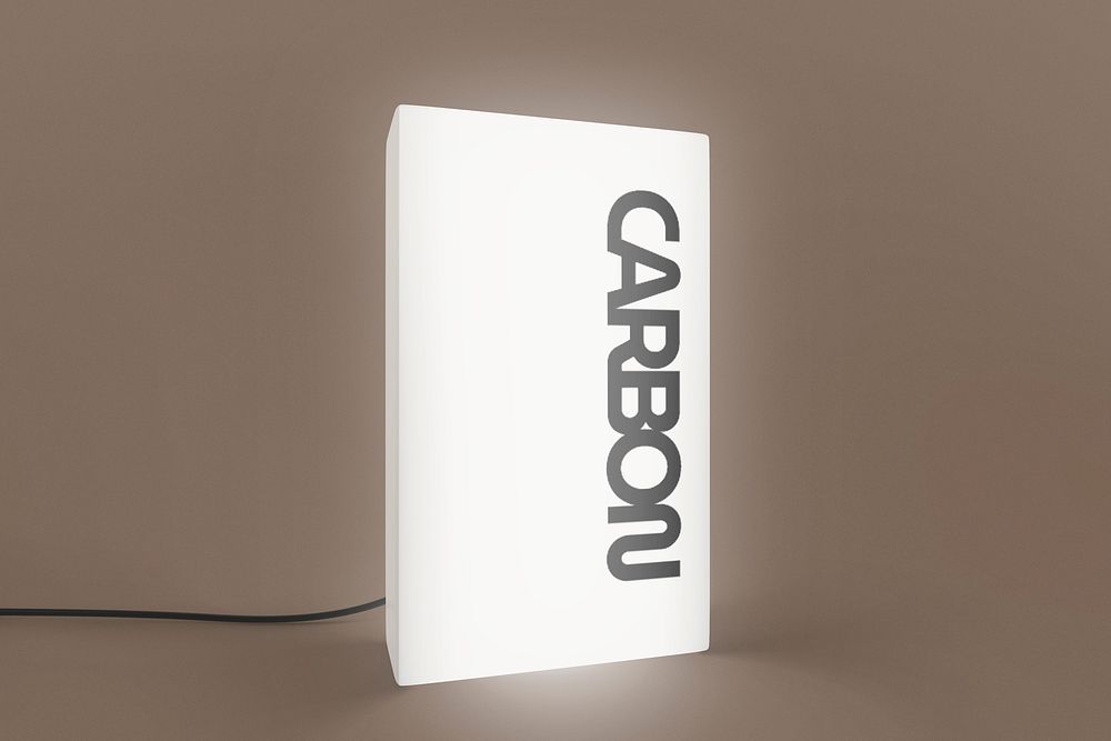 Glowing carbon business sign, aesthetic design