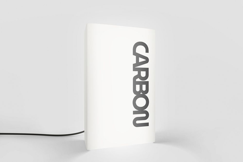 Glowing carbon business sign, aesthetic design