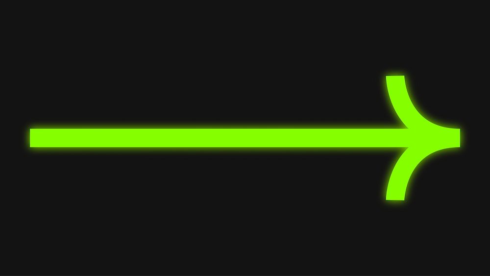 Green neon arrow, flat graphic vector