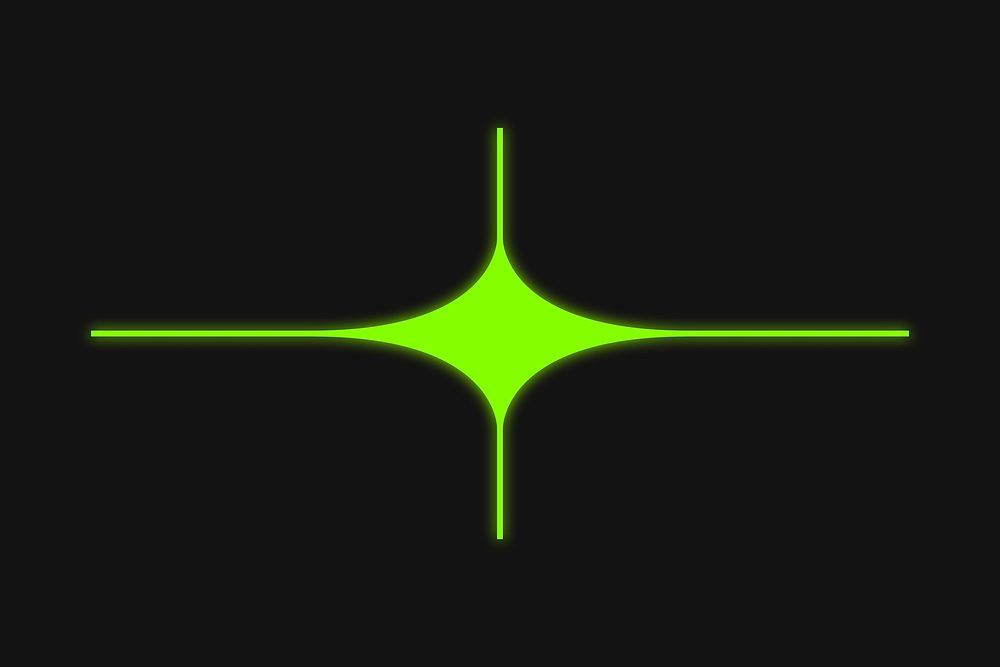 Green sparkly star, neon glow design vector