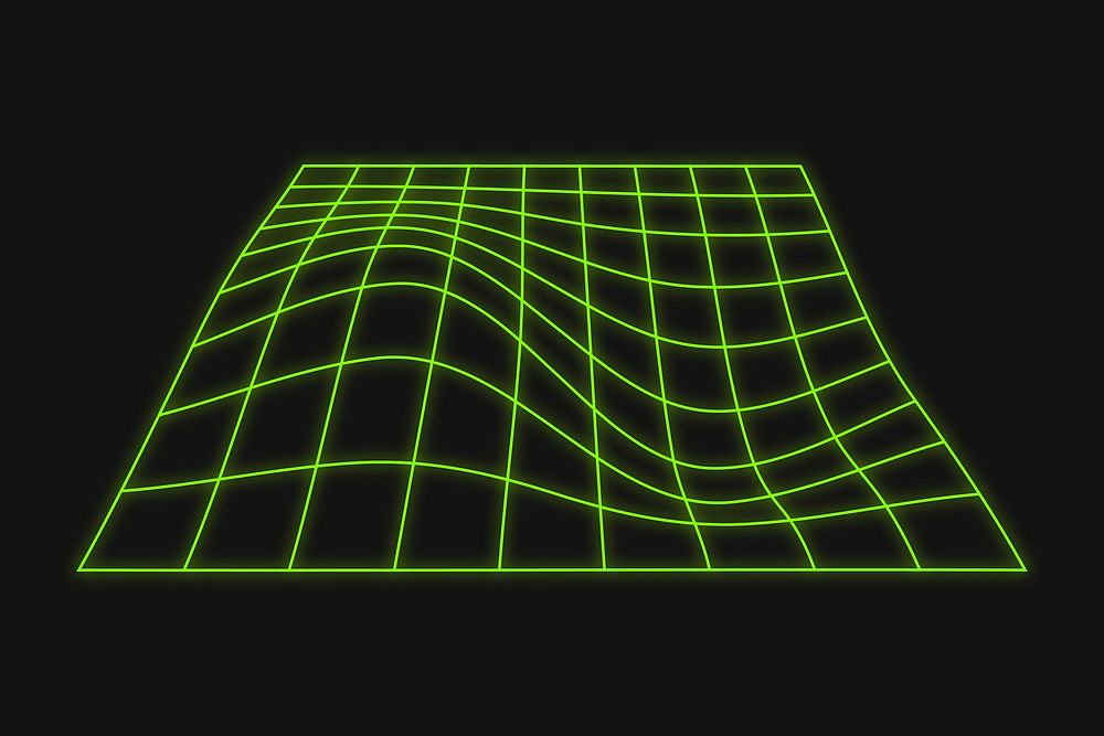 Green distorted square wireframe shape vector