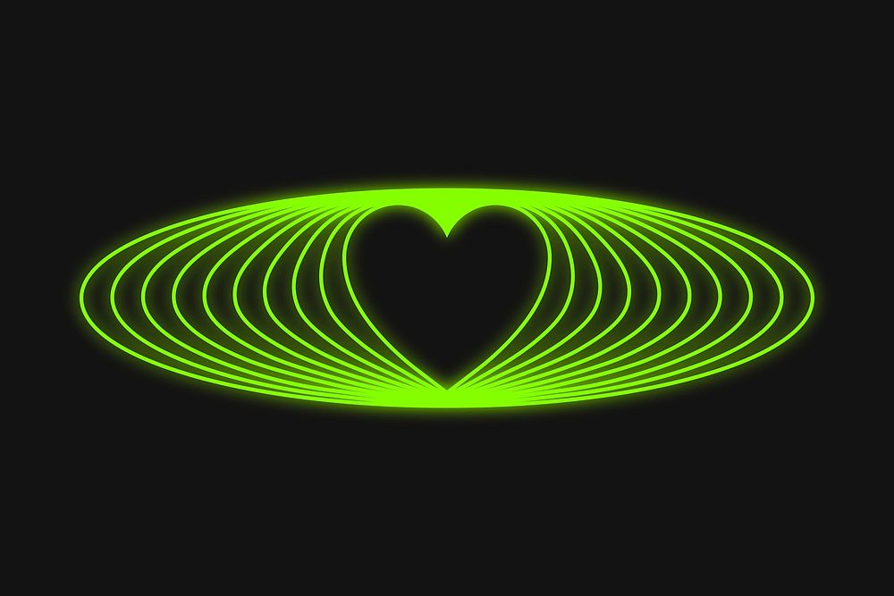 Green heart wireframe shape, retro design vector