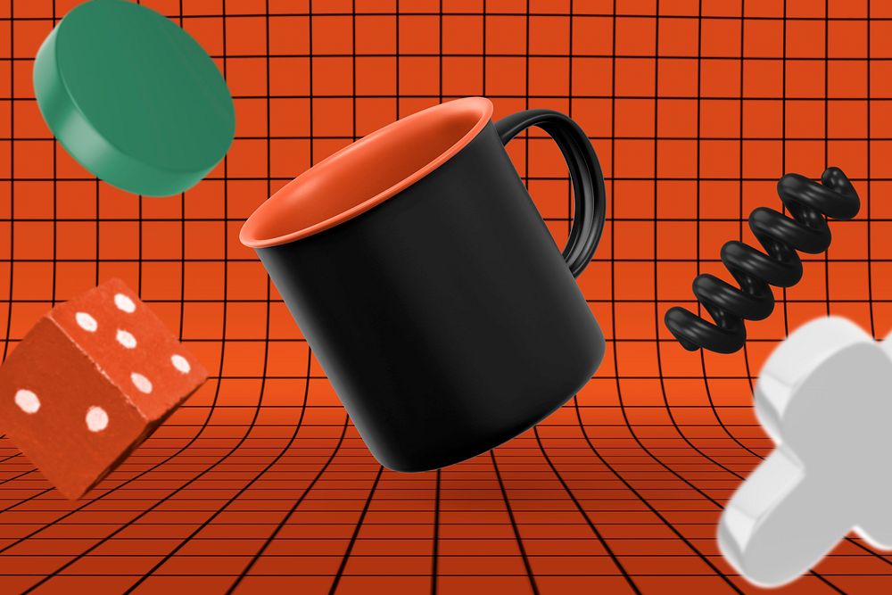 Black coffee mug, realistic product design