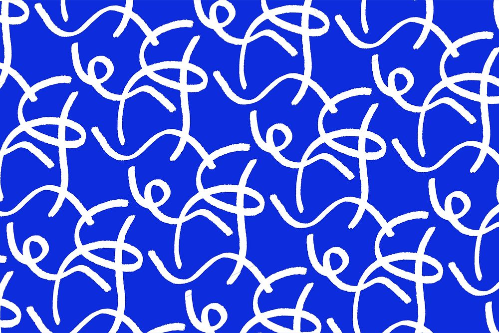 Abstract doodle line pattern background, blue design vector