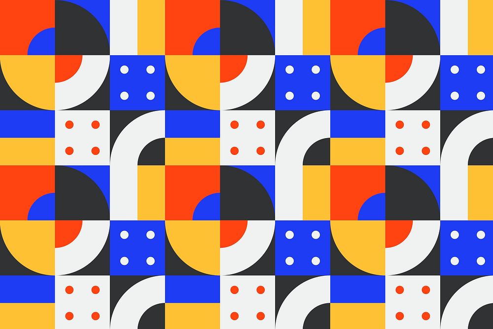 Colorful bauhaus pattern background, retro design vector