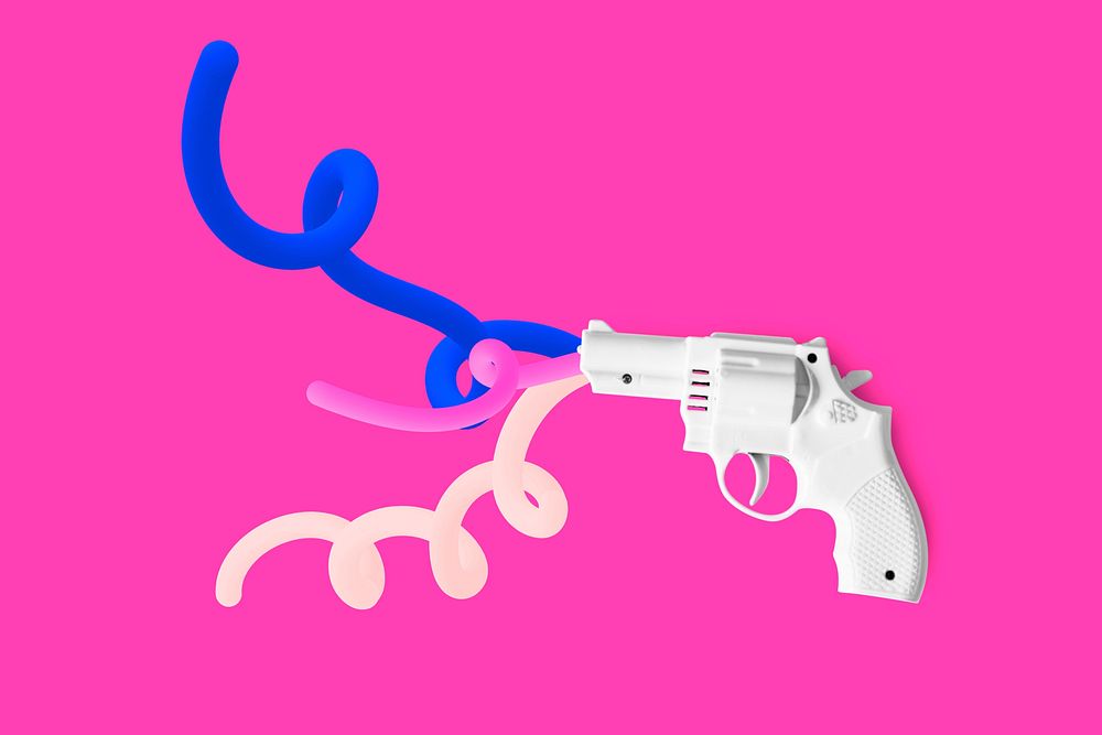 3D toy gun, cute object graphic psd