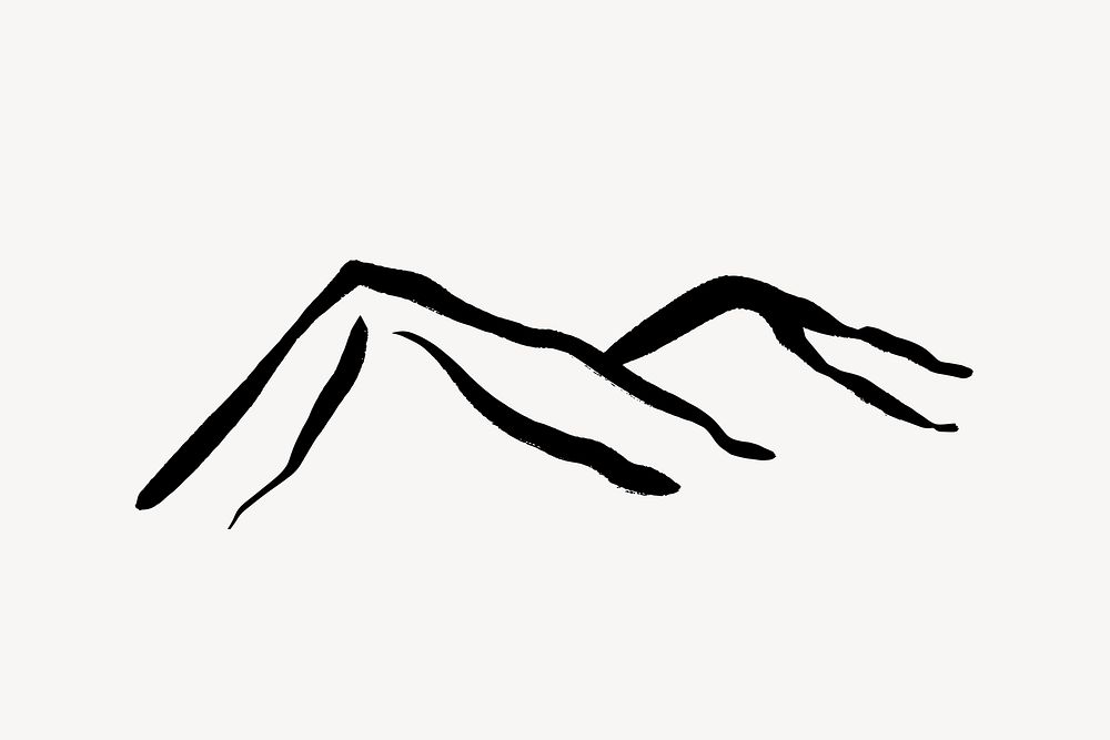 Mountain collage element, abstract line art design  vector