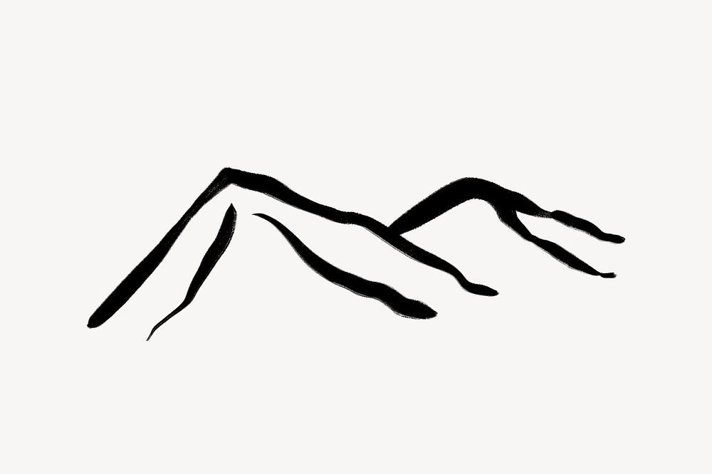 Mountain collage element, abstract line art design  psd