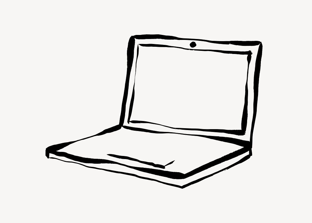 Laptop collage element, drawing illustration vector