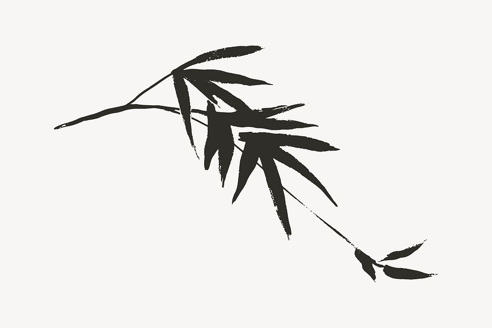 Bamboo leaf line art, Chinese brush design 