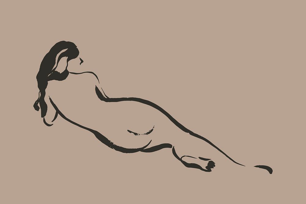 Woman body collage element, drawing illustration