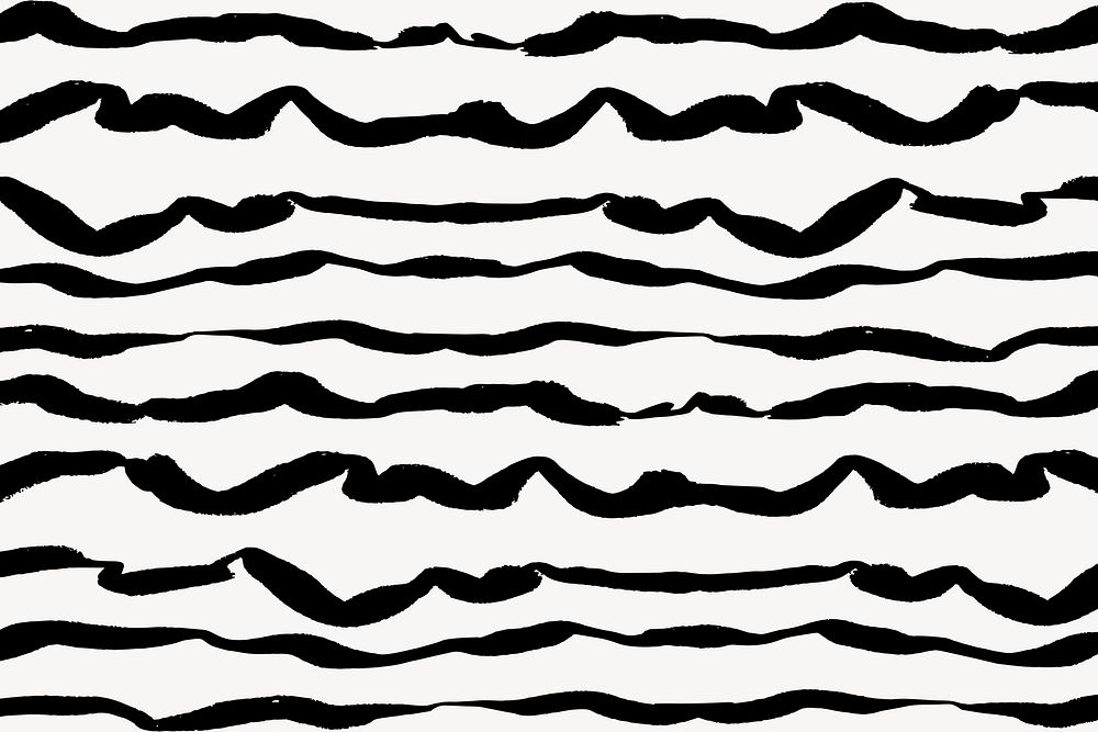 Lines doodle background, black and white design vector