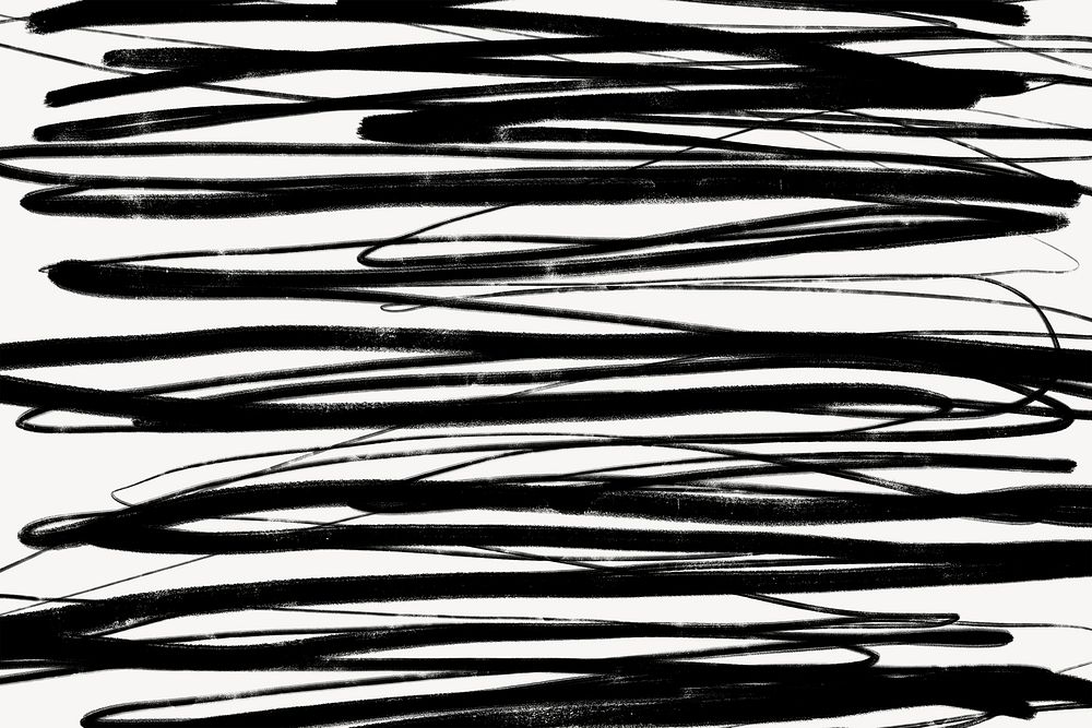 Squiggle doodle background, black and white design psd