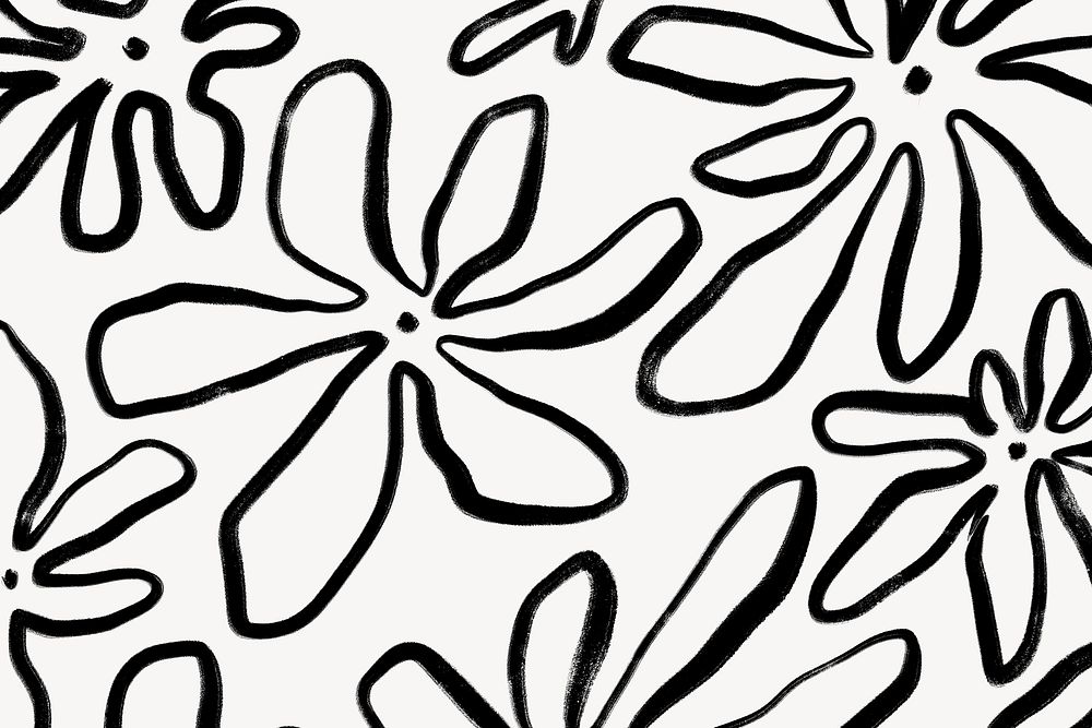 Flower pattern background, black and white design