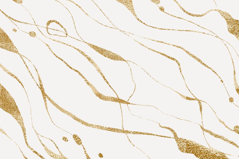 Abstract wavy background, gold glitter design vector