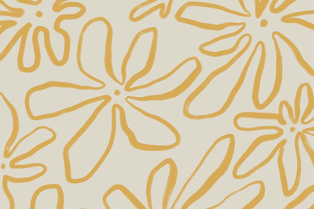 Yellow flower pattern background, minimal design psd