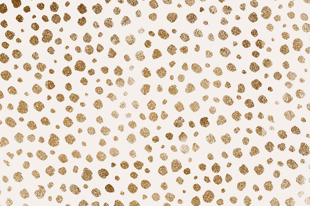 Doodle dots pattern background, gold design psd