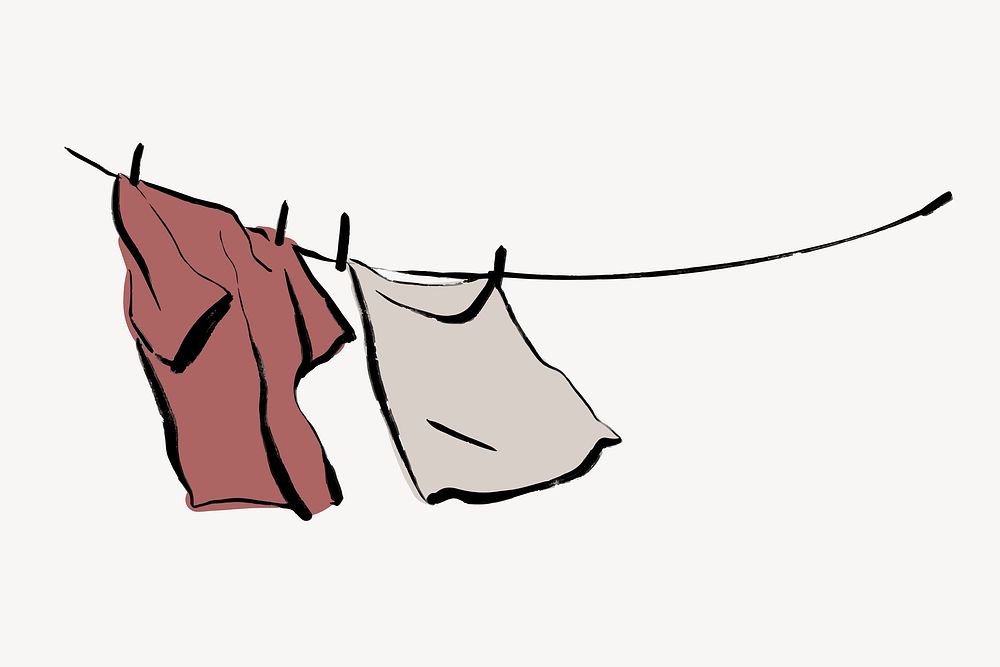 Hanging clothes collage element, drawing illustration vector