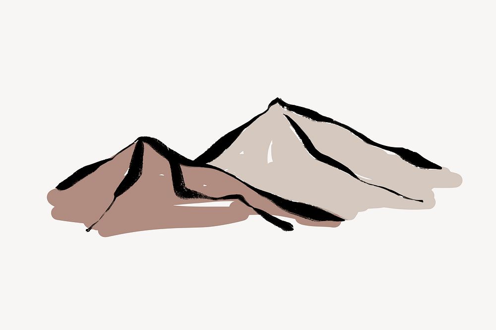Mountain collage element, abstract line art design  vector