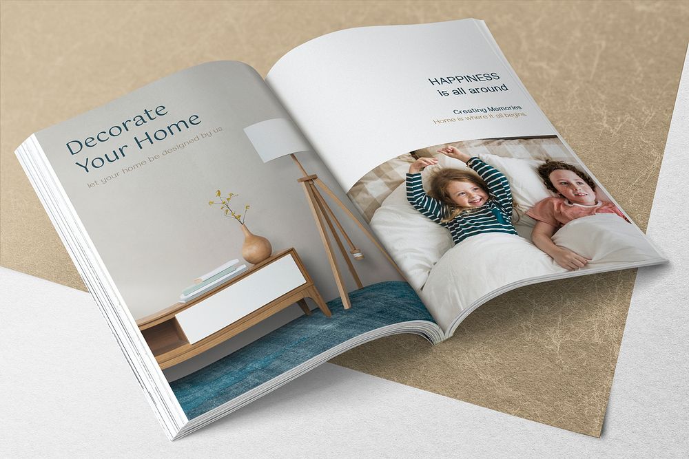 Residential interior magazine, open book
