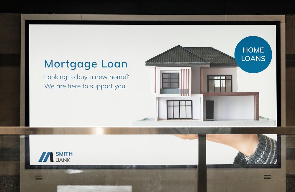 Mortgage loan billboard mockup, editable sign design psd