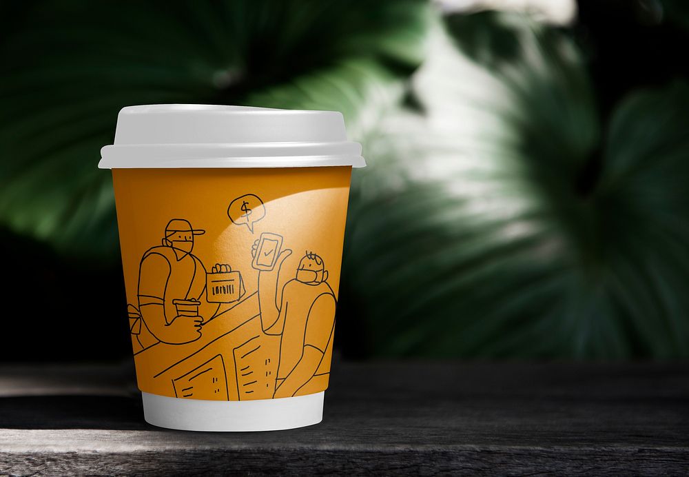 Cute paper coffee cup, packaging design