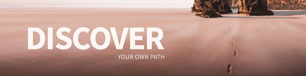 Discover beach template vector for web banner with editable text