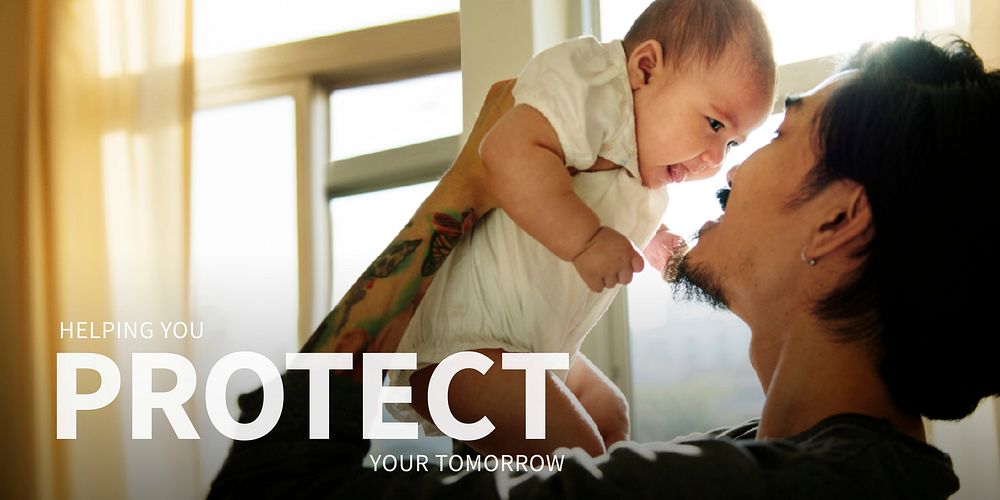 Protect tomorrow insurance template vector for family&rsquo;s health ad banner
