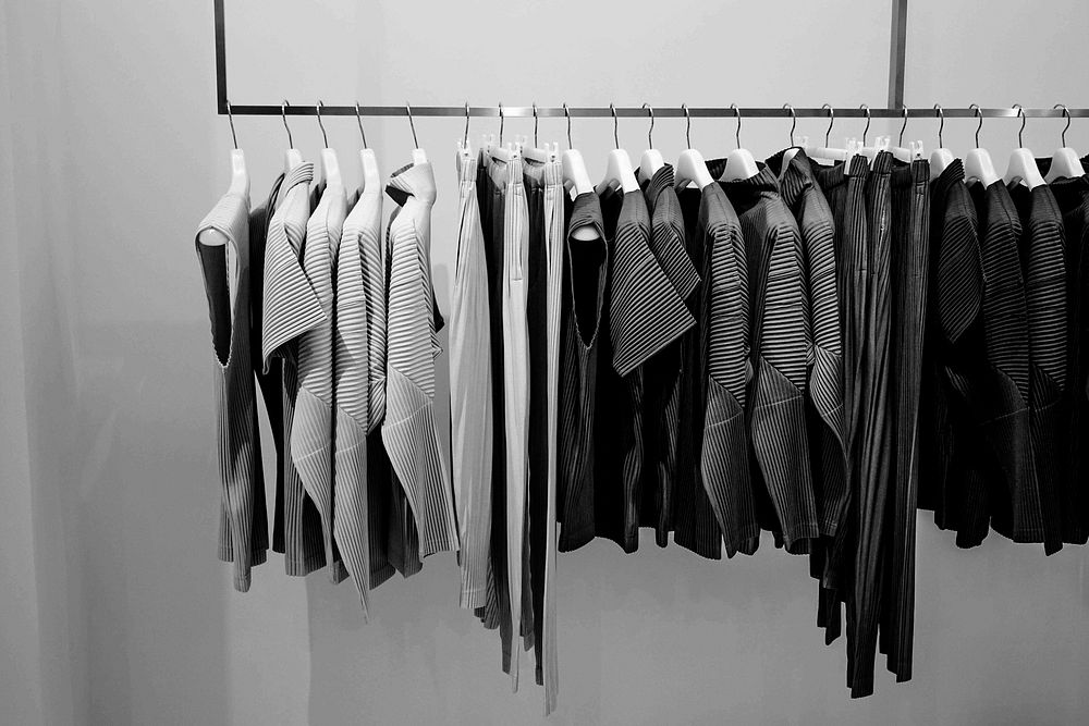 Fashion designer's wardrobe, gray photo