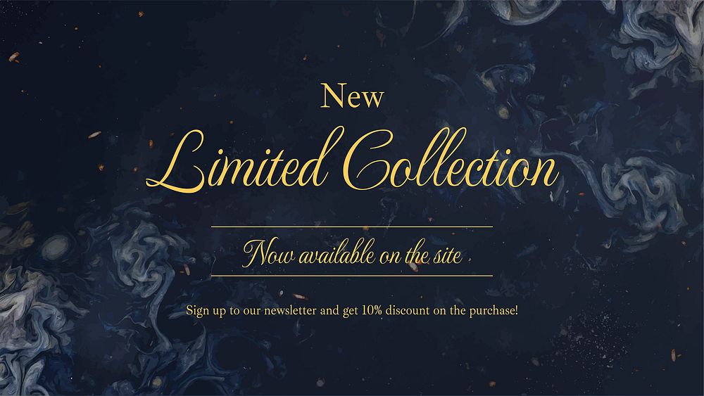 Limited collection blog banner template, dark elegant, editable text vector