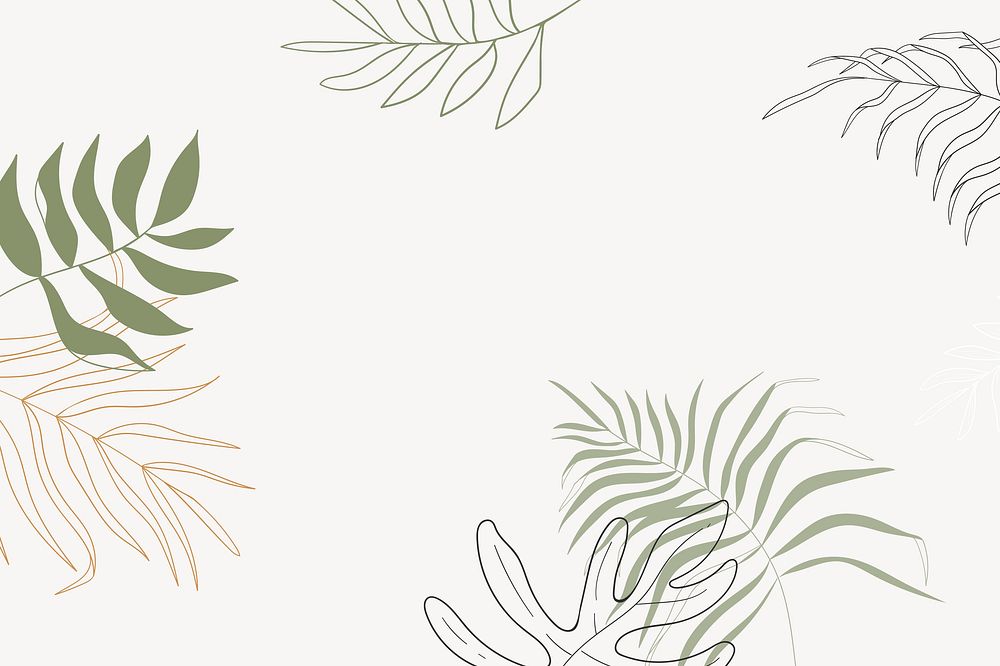 Tropical leaves line art frame vector