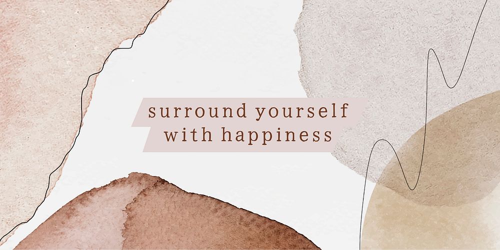 Happiness quote twitter post template, watercolor memphis, editable design vector