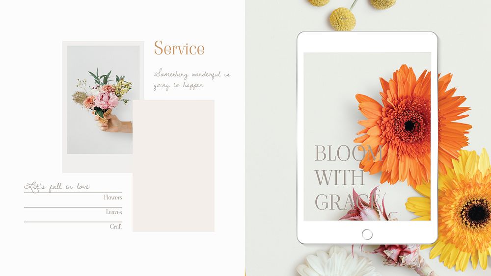 Flower aesthetic blog banner template, business branding vector