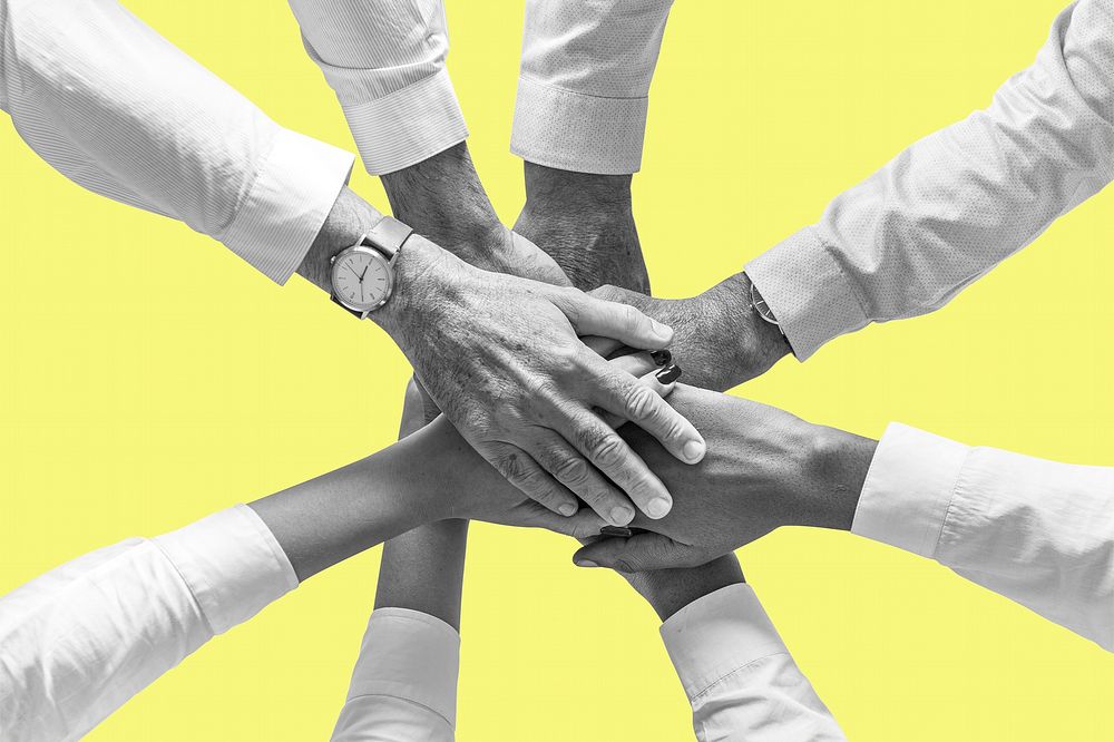 Business teamwork background, people joining hands