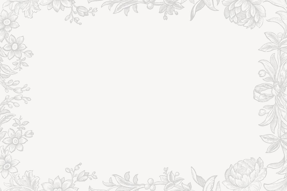 Aesthetic floral frame background, white design vector