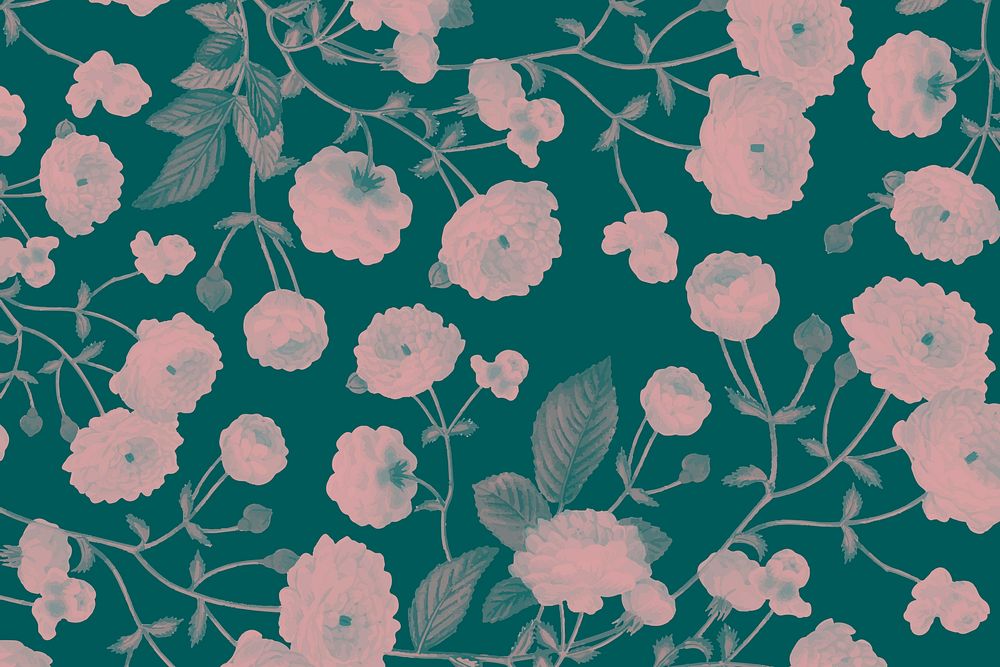 Floral pattern background, blue & pink design vector