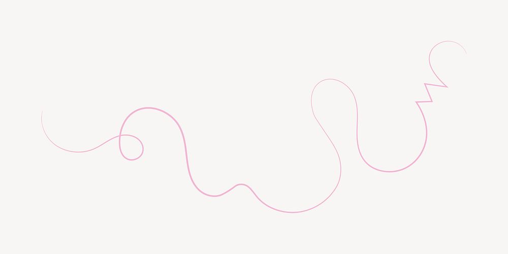 Pink squiggle collage element, decorative line psd